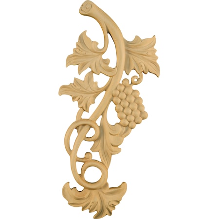 Osborne Wood Products 14 x 6 1/2 x 3/4 Grape Vine Applique Left in Hard Maple 7521HM